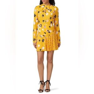 Self-Portrait Mustard Floral Long Sleeve Mini Dress